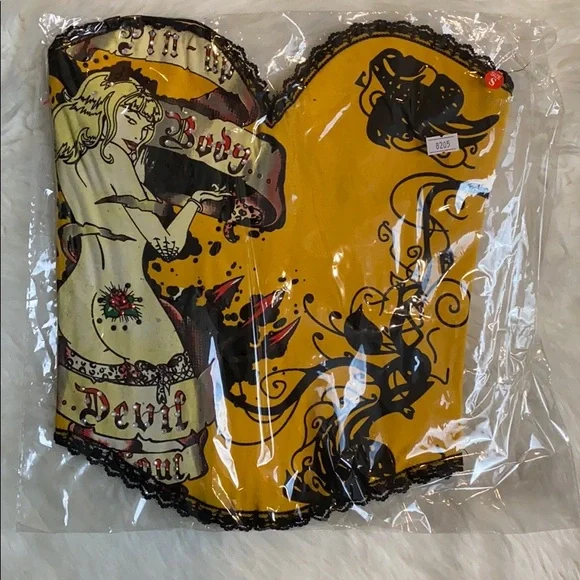 New! Sexy Printed Rhinestones Corset - Picture 2 of 4